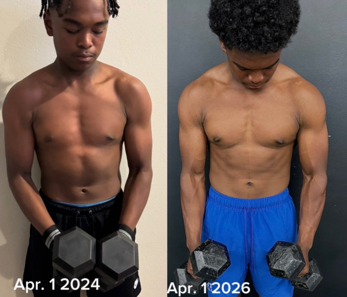 AJ's two-year transformation training with Miles Above Performance, April 2024 to April 2026